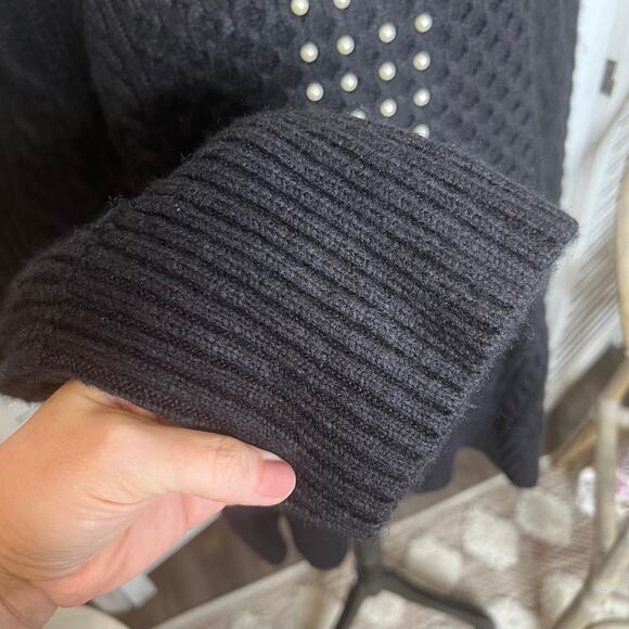 SOFT SURROUNDINGS Women's PLUS 2X Noemi Cable Knit Sweater Pearl Embossed Black - Picture 8 of 13